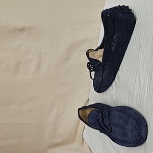 Tod's Navy Blue Suede Loafers